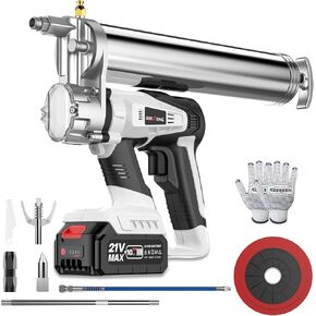 ROYAXING Battery Grease Gun kit, Professional Cordless Grease Gun Powered 4000 mAh 21V 5.0Ah 12000 PSI Electric Grease Gun with Battery, 18.5" Spring Hose, Rigid Hose, 3 Nozzles in Saudi Arabia
