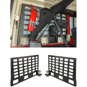 Savadicar Rear Window Side Storage Racks, Back Cargo Metal Carrier, MOLLE Panel Organizer for 2007-2018 Jeep Wrangler JKU 4 Door, Internal Expansion Accessories, Black