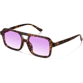 Schmonti Retro Square Aviator Sunglasses for Women Men Vintage Double Bridge Sun Glasses UV400 Protection