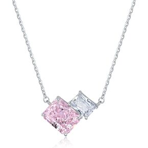 SUNFEEL 925 Sterling Silver Necklace for Women, double Square CZ Birthstone Necklaces for Teen Girls Gifts for Mother's Day, Birthday or Anniversary