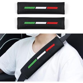 HENGYUESHANG 2PCS Car Seat Belt Decoration Protection PU Compatible with Alfa Romeo Giulia Stelvio Giulietta MITO Fiat 500 Abarth 595 Lancia Ferrari Maserati Lamborghini Car Styling