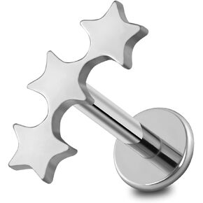 FINE4U 1 قطعة ASTM F136 التيتانيوم ثقب المجوهرات مسمار ل الزنمة محارة اللولب شقة Labret 16 جرام 6 مللي متر 8 مللي متر