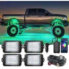 مجموعة مصابيح الصخور LED RGBW LED القابلة للتوسيع من MICTUNING C3 - 16 وحدة تحكم لاسلكية متعددة الألوان من أضواء النيون المتوهجة مع تطبيق بلوتوث وصندوق التحكم، (قابلة للتمديد حتى 32 قرنة) in Kuwait