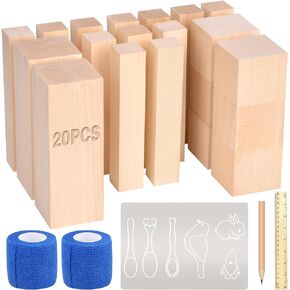 Olerqzer 25 pcs Whittling Wood Blocks Wood Carving Kit with 3 Different Sizes,Balsa Wood Carving Basswood for Wood Carving Set Wood Carving Wood (6 inch)