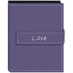 Pioneer Photo Albums EXP-46/LL 36-Pocket 4 by 6-Inch Embroidered "Love" Strap Sewn Leatherette Cover Photo Album, Mini, Lavender