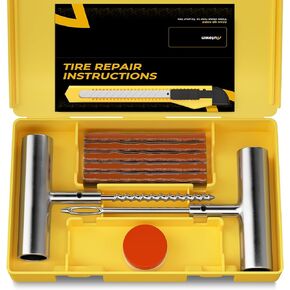 AUTOWN Tire Repair Kit with Plugs Fix Punctures & Plug Flats with Ease - Heavy Duty Flat Tire Puncture Repair Kit for Car, Motorcycle, ATV, UTV, RV, Trailer, Tractor, Jeep, Etc