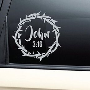 John 3:16 Christian Vinyl Decal Laptop Car Truck Bumper Window Sticker - Gray
