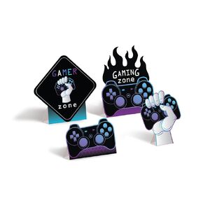 Video Game Party Center Piece Decoration 4pcs, Gamer Table Party Favors Decor, Let's Play Baby Shower Celebration, Remote Control Birthday Supplies, Toddler, Gaming Boy Birthday Ideas