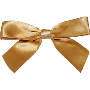 Reliant Ribbon 5170-92805-3X2 Satin Twist Tie Bows - Large Bows, 7/8 Inch X 100 Pieces, Old Gold
