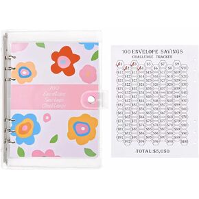 100 Envelopes Money Saving Challenge,100 Envelope Challenge Binder ， Money Saving Budget Binder with Pre-numbered Pockets - Savings Challenges Book to Save $5,050