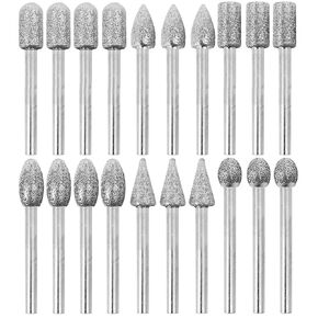 Hyamass 20Pcs Diamond Grinding Burr Drill Bit Set, Rotary Tool Accessories Stone Carving Set with 1/8 Inch Shank Universal Fitment for Stone Ceramic Carving, Grinding, Polishing, Engraving, Sanding