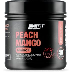 Amino+ Powder - Pre and Post Workout with Caffeine + Green Tea Extract - BCAA, Amino Acids, Zero Sugar, Low Calorie, Superior Taste, 40 Servings (Peach Mango)