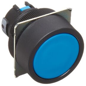 Omron A22-FA Flat Type Pushbutton, IP65 Oil-Resistant, Non-Lighted, Round, Blue