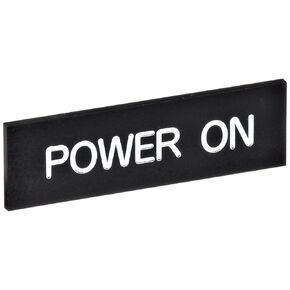 Omron A22Z-3443B-9 Snap-in Legend Plate, Standard Size, White Text, Black Background, Printed with "POWER-ON"
