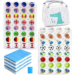 SILICPS Seaside Escape Game Blocks Mahjong Sets with 65 Tiles 30mm Flag and Ball Pattern with Handbag for Spring Picnic Party Gift.