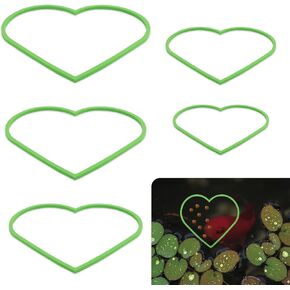 5pcs Aquarium Floating Plant Rings, Foam Betta Fish Feeding Rings Heart Shaped Fish Tank Feeder Plant Fence Corral Keep Floating Plants in Place & Out of Filters Decor (Green)