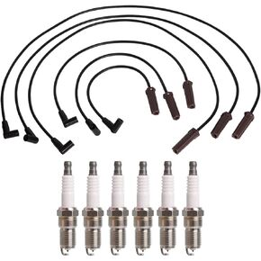 ENA Set of 6 Spark Plug with Wire Set 3.8L Compatible with Buick Chevy Pontiac Allure LaCrosse Lucerne Regal Impala Monte Carlo Grand Prix Replacement for 35-6325 3144 3951