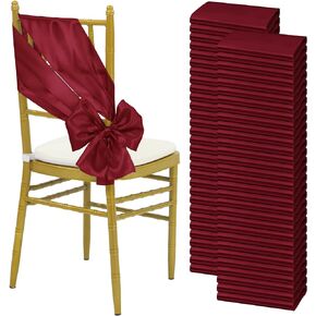 YMHPRIDE 120 PCS Sage Green Satin Chair Sashes,Ties Bows Designed Chair Sashes for Wedding Party Baby Shower Banquet Restaurant Hotel Folding Chairs Decoration(Sage Green,7x78 inch)