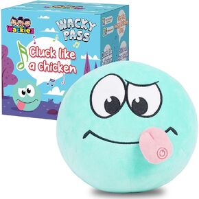 Wacky Pass - Talking Plushie, Plays Dance Music & Surprising Challenges, Family Laugh & Fun Game, Cool Birthday, Camping, Party, Outdoor/Indoor Gift Toy for Kids & Toddlers (Blue)