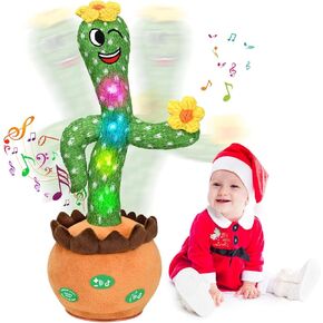 LGOUYGG Talking Cactus Baby Toy, Singing Mimicking Repeating Cactus Tummy Time Toys with Music and Light, Infant Babies Toddler Kids Boy Girl Gifts, Recording+Dance+English Songs+Repeat What You Say