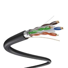 Dripstone 1000ft CAT6 F/UTP Outdoor Direct Burial 550Mhz Solid Cable 23AWG Waterproof Wire HDPE Insulated Polyethylene (PE) for Indoor/Outdoor (Black)