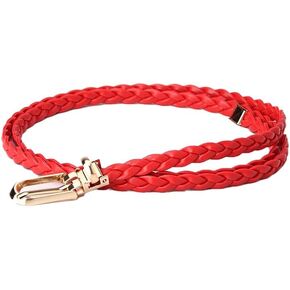 COTIM COYIN Women's Skinny Braided Leather Belts Thin Woven Waist Belts for Jeans Pants Dresses