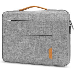 MOSISO 360 Protective Laptop Sleeve 13-14 inch, Compatible with MacBook Air 13 M2 M1, Compatible with MacBook Pro 13/14, Side Open Carrying Computer Bag with 2 Horizontal Pockets&PU Handle&Belt, Gray