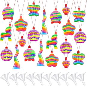 Zubebe 50 Pieces Sand Art Bottle Necklaces Sand Craft Kit Sand Art Containers Halloween Party Supplies Favors DIY Art Activity Group Include Clear Plastic Mini Funnels, Sand Not Included