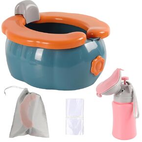 (1xTraining Toilet, 1xPee Potty for Boys, 20xPotty Bags) Foldable Potty Training Toilet Set for Toddler Baby Travel Potty for Toddlers Portable Car Potty for Travel Kids Potty Pee Training