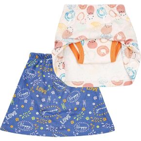 MOEMOE BABY Potty Training Skirt for Potty Training Baby 2 Packs Absorbent Diaper Skirt for Toddler Girls