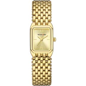 GOLDEN HOUR Vintage Rectangle Bracelet Watch for Women, Gold Tone, Dainty Style
