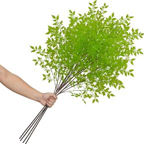 LikSoor 4pcs Artificial Plants Long Stems Nandina Faux Greenery Branch Fake Plants for Tall Vase Garden Shop Office Home Wedding Indoor Décor