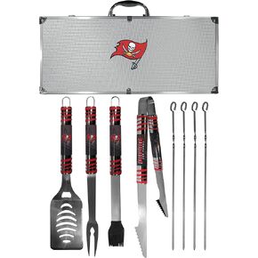 NFL Siskiyou Sports Fan Shop Tampa Bay Buccaneers Steel Tailgater BBQ Set w/Case 8 piece Gray