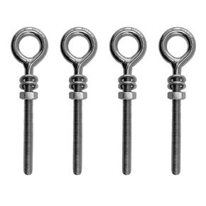 US STAINLESS 4 Pieces Stainless Steel 316 M6 Eye Bolt 6mm x 60mm (1/4" x 2 3/8") Marine Grade