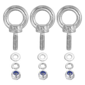 PATIKIL M6 x 30mm Lifting Shoulder Eye Bolt, 5Pcs 304 Stainless Steel Lifting Ring Threaded Eyebolt with Nuts Washers for Hanging Hammocks Articles
