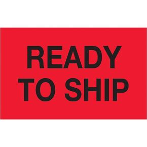Tape Logic Aviditi Tape Logic 1 1/4" x 2","Ready to Ship" Fluorescent Red Warning Sticker, for Shipping, Handling, Packing, and Moving (1 Roll of 500 Labels)