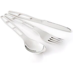 GSI Outdoors Glacier Stainless 3 pc. Cutlery Set for Camping, Backpacking and Travel