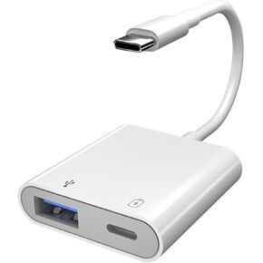 Znoogrn USB C OTG with Charging, USB C to OTG Camera Adapter, 2 in 1 USB C to USB 3.0 Splitter with 60W Charging Port for iPhone 15, MacBook Pro, iPad Pro, and More USB Type C Devices