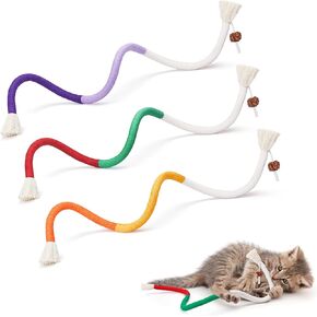 Potaroma Cat Toys Chew Ropes 3Pcs with Refillable Natural Catnip, Safe Teeth Cleaning Toy for Indoor Kittens, Interactive Cat Nip Kitty Toys for All Breeds 19.5 Inches