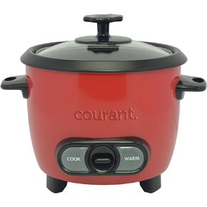 Courant Rice Cooker 6-Cup (Cooked), Removable Non-Stick Bowl, One Touch Rice Cooker, Red