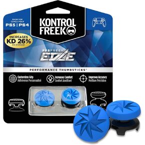 KontrolFreek FPS Freek Edge for Playstation 4 (PS4) and Playstation 5 (PS5) | Performance Thumbsticks | 1 High-Rise Convex, 1 Low-Rise Convex | Blue