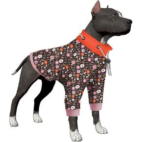 LovinPet Dogs Pajamas, UV Protection, Post Operative Protection Dog Apparel, 2 Legged Coverage Dog Jumpsuit, Stretchable Round Neck Drawstring Blue Planet Prints Pet Clothes