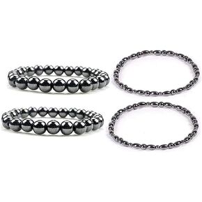 Dr Kao® 2 Pack Magnetic Arthritis Anklets + 2 Bracelet for Women, Magnetic Hematite Ankle Wrist Band, Magnetic Chain, Support The Immune System,Gifts for Family, Relieve Stress and Frustration