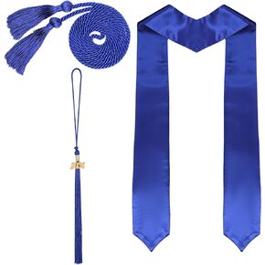 Set of 3 Graduation Stole Honor Cord Graduation Tassel, 72 Inches 2024 Unisex Adult Sash Set for High School University（Gold