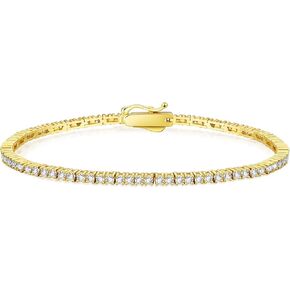 KRKC&CO 2/3/4/5mm Tennis Bracelet, S925 Sterling Silver with 14k Gold/White Gold Plated, Iced Out 5A Cubic Zirconia Stones, for Women Bridal Wedding Jewelry