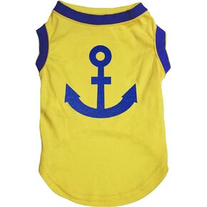 Petitebella Sailor Anchor Puppy Dog Shirt (White/Blue, X-Large)