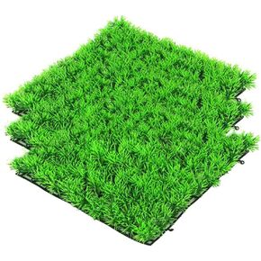 kathson 6 PCS Aquarium Grass Mat Decorations Artificial Plastic Lawn Ornament Landscape Green Plants Decoration for Saltwater Freshwater Tropical Fish Tank Decor