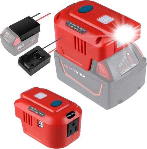 150W Powered Inverter for Milwaukee 18V M18 Battery with Power Wheels Adaptor AC110V-120V&150W&2-USB&DC18V，Powered Inverter for Camping, Hiking, Traveling（Inverter only） in Saudi Arabia