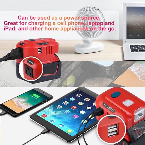 150W Powered Inverter for Milwaukee 18V M18 Battery with Power Wheels Adaptor AC110V-120V&150W&2-USB&DC18V，Powered Inverter for Camping, Hiking, Traveling（Inverter only） in Saudi Arabia