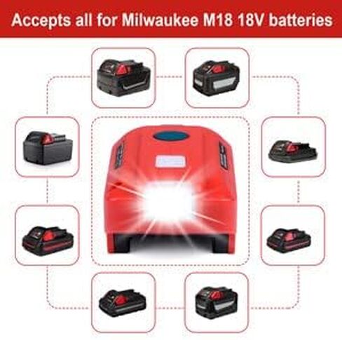 150W Powered Inverter for Milwaukee 18V M18 Battery with Power Wheels Adaptor AC110V-120V&150W&2-USB&DC18V，Powered Inverter for Camping, Hiking, Traveling（Inverter only） in Saudi Arabia